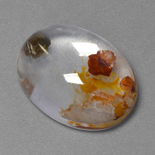 Quartz avec marcassite Multicolore naturelle Coupe ovale, 9.18 ct, Transparent