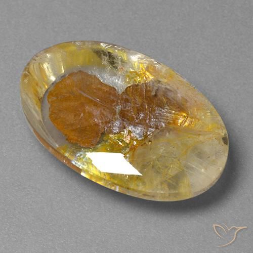 Quartz avec marcassite Multicolore naturelle ovale, 11.77 ct, Transparent