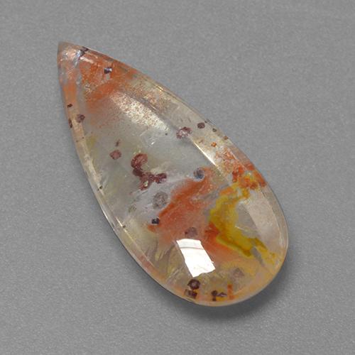 Quartz avec marcassite Multicolore naturelle En forme de poire, 8.01 ct, Transparent