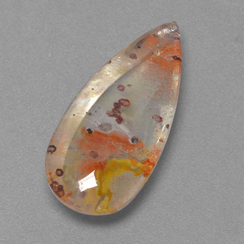 Quartz avec marcassite Multicolore naturelle En forme de poire, 8.01 ct, Transparent
