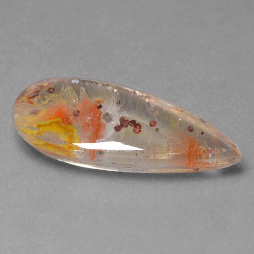 Quartz avec marcassite Multicolore naturelle En forme de poire, 8.01 ct, Transparent