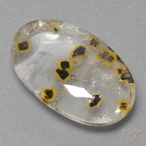 Quartz avec marcassite Multicolore naturelle ovale, 11.88 ct, Transparent