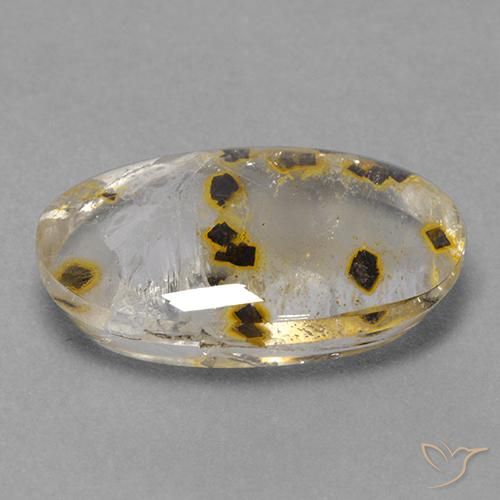 Quartz avec marcassite Multicolore naturelle ovale, 11.88 ct, Transparent