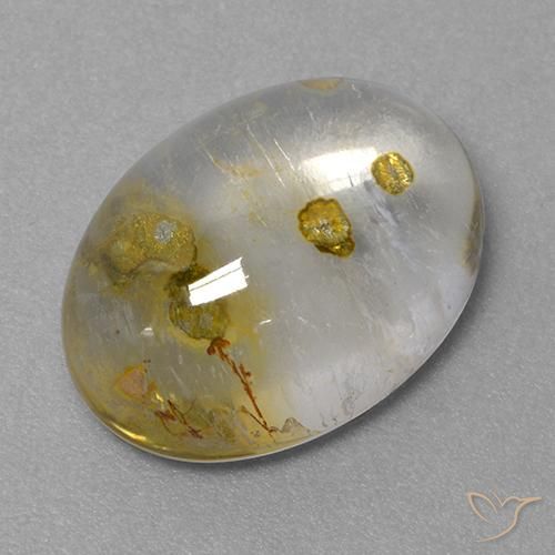 Quartz avec marcassite multicolore naturelle coupe ovale, 9,31 ct, transparent