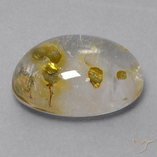 Quartz avec marcassite multicolore naturelle coupe ovale, 9,31 ct, transparent