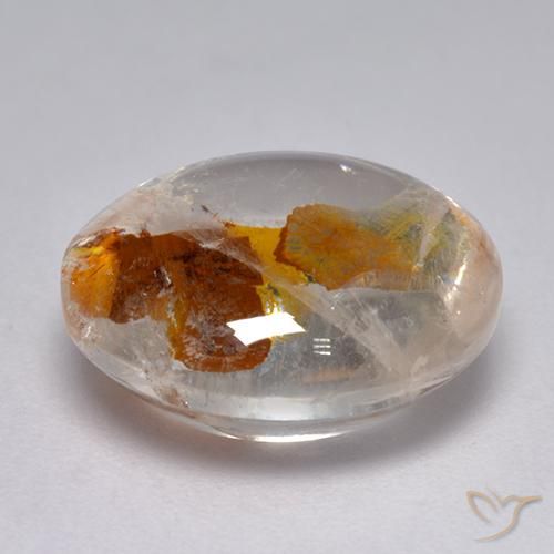 Quartz avec marcassite Multicolore naturelle ovale, 8.07 ct, Transparent