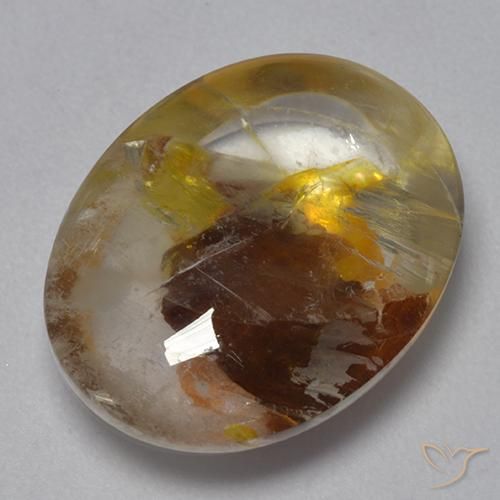 Quartz avec marcassite Multicolore naturelle ovale, 9.40 ct, Transparent