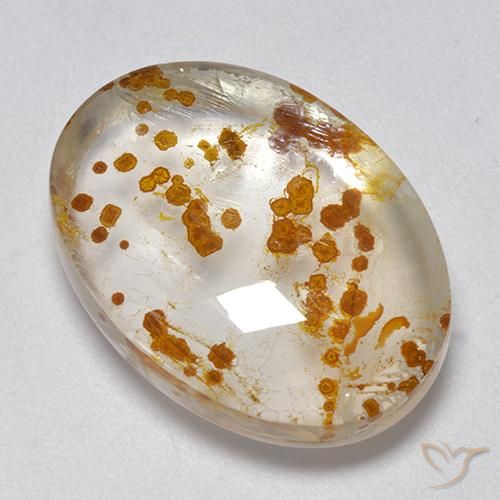 Quartz avec marcassite Multicolore naturelle ovale, 19.32 ct, Transparent