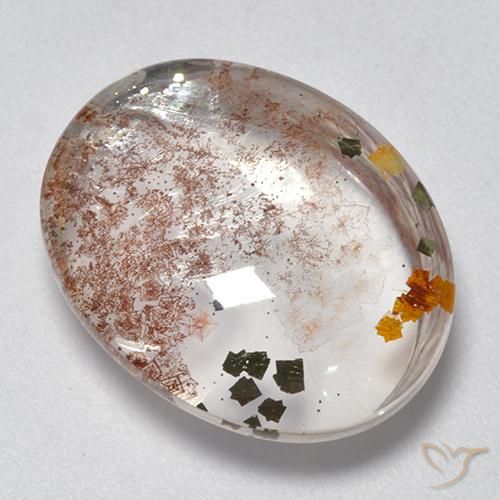 11.95ct Naturel Multicolore Quartz avec marcassite, ovale, Transparent