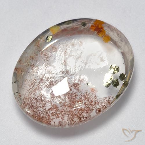 Quartz avec marcassite Multicolore naturelle ovale, 11.95 ct, Transparent