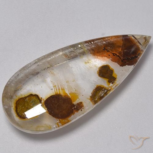 25.27ct Naturel Multicolore Quartz avec marcassite, En forme de poire, Transparent