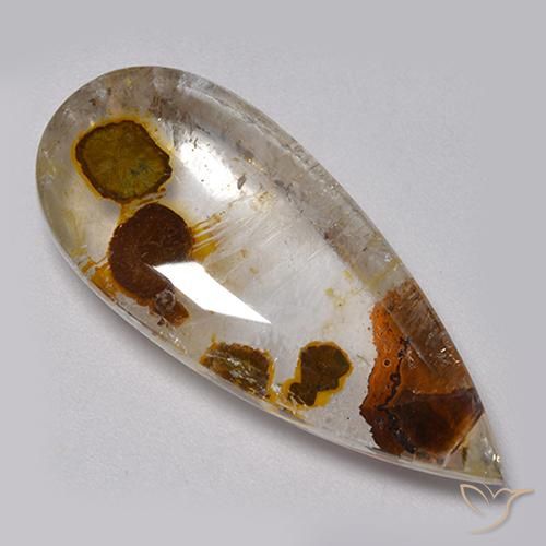 Quartz avec marcassite Multicolore naturelle En forme de poire, 25.27 ct, Transparent