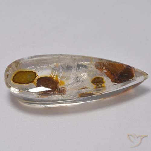 Quartz avec marcassite Multicolore naturelle En forme de poire, 25.27 ct, Transparent