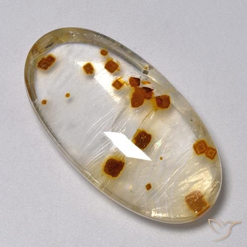 Quartz avec marcassite Multicolore naturelle ovale, 31.46 ct, Transparent