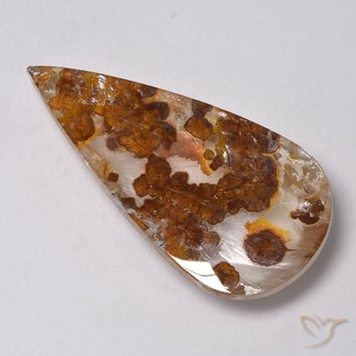 Quartz avec marcassite Multicolore naturelle En forme de poire, 31.25 ct, Transparent