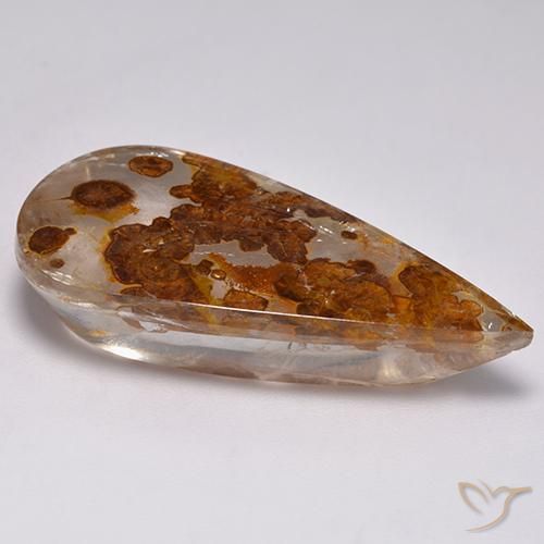 Quartz avec marcassite Multicolore naturelle En forme de poire, 31.25 ct, Transparent