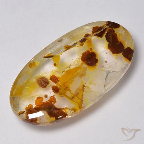 31.46ct Naturel Multicolore Quartz avec marcassite, ovale, Transparent