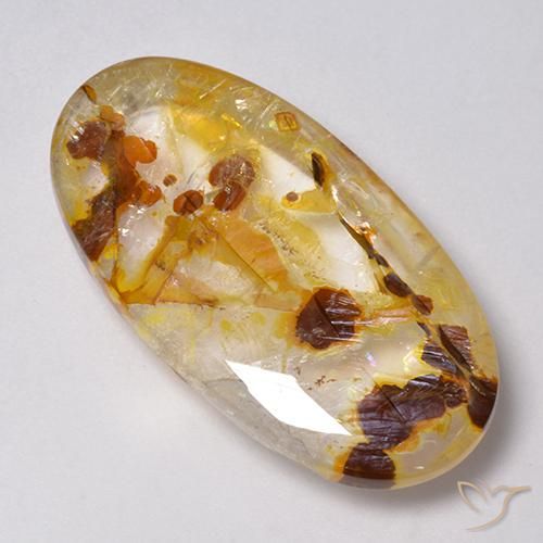 Quartz avec marcassite Multicolore naturelle ovale, 31.46 ct, Transparent