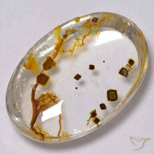 29.54ct Naturel Multicolore Quartz avec marcassite, ovale, Transparent
