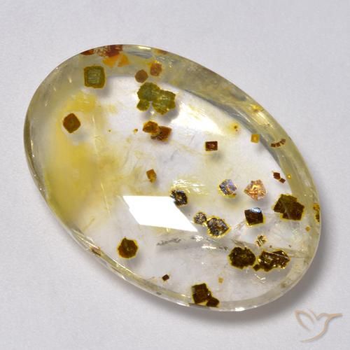 30.76ct Naturel Multicolore Quartz avec marcassite, ovale, Transparent