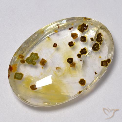 Quartz avec marcassite Multicolore naturelle ovale, 30.76 ct, Transparent
