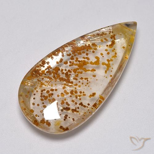 32.95ct Naturel Multicolore Quartz avec marcassite, En forme de poire, Transparent