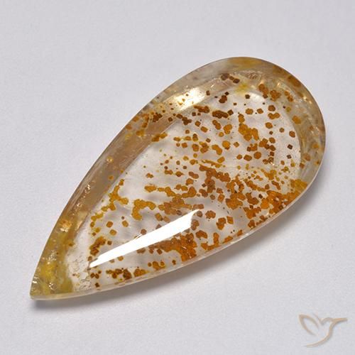 Quartz avec marcassite Multicolore naturelle En forme de poire, 32.95 ct, Transparent