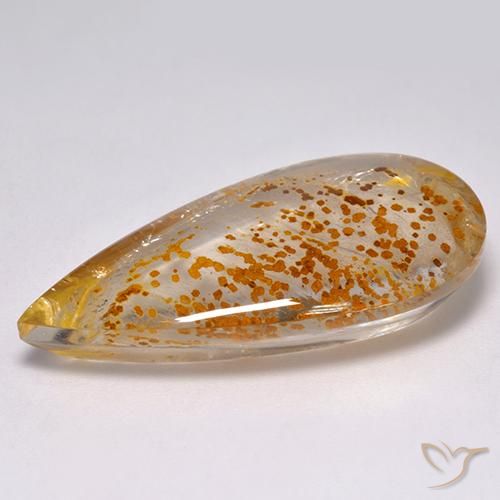 Quartz avec marcassite Multicolore naturelle En forme de poire, 32.95 ct, Transparent