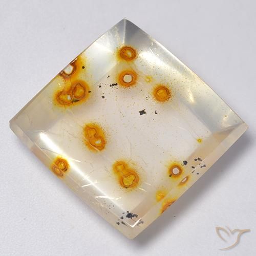 Quartz avec marcassite Multicolore naturelle Carré, 23.18 ct, Transparent
