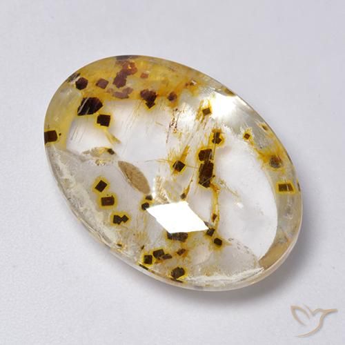 Quartz avec marcassite Multicolore naturelle ovale, 23.33 ct, Transparent