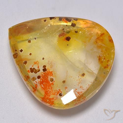 Quartz avec marcassite Multicolore naturelle En forme de poire, 25.59 ct, Transparent