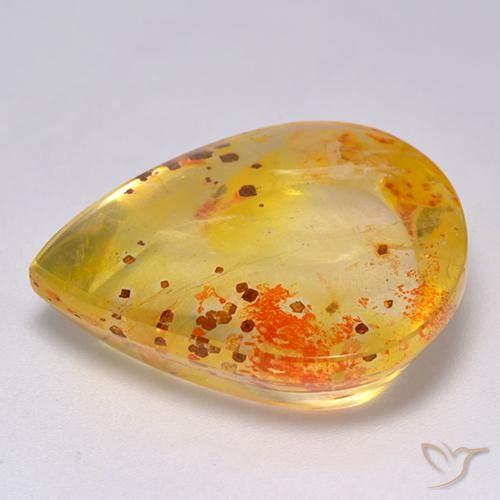 Quartz avec marcassite Multicolore naturelle En forme de poire, 25.59 ct, Transparent