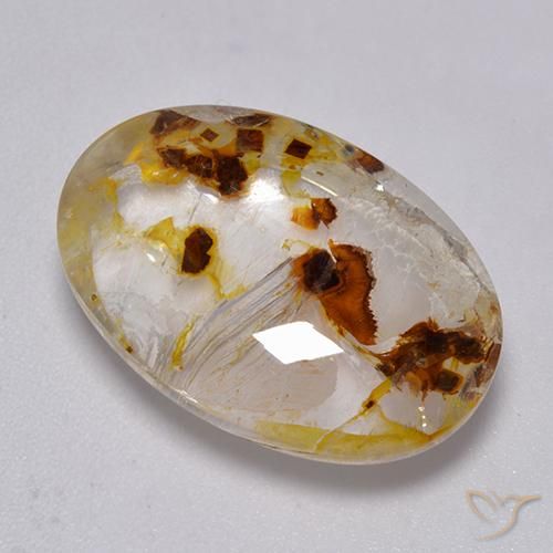 19.87ct Naturel Multicolore Quartz avec marcassite, ovale, Transparent