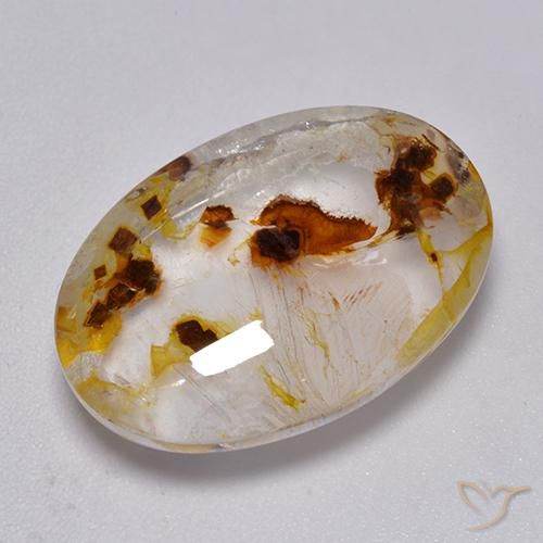 Quartz avec marcassite Multicolore naturelle ovale, 19.87 ct, Transparent