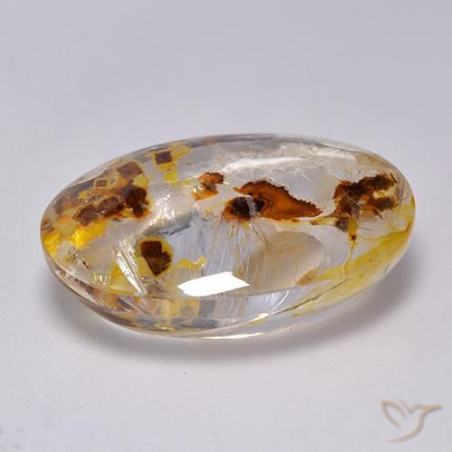 Quartz avec marcassite Multicolore naturelle ovale, 19.87 ct, Transparent