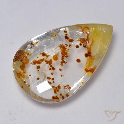 19.86ct Naturel Multicolore Quartz avec marcassite, En forme de poire, Transparent