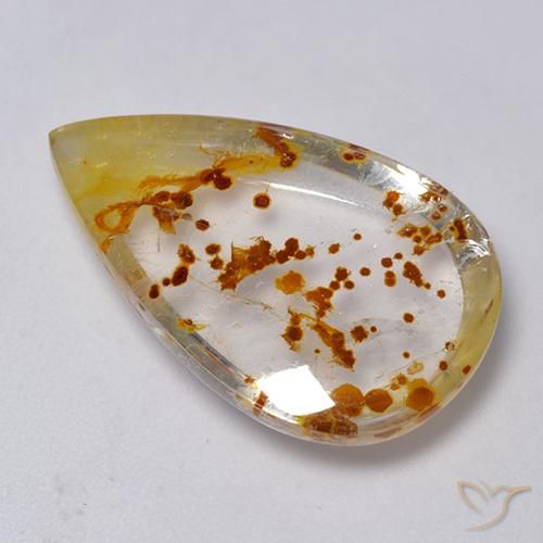 Quartz avec marcassite Multicolore naturelle En forme de poire, 19.86 ct, Transparent