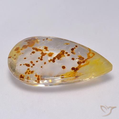 Quartz avec marcassite Multicolore naturelle En forme de poire, 19.86 ct, Transparent