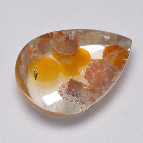 Quartz avec marcassite Multicolore naturelle En forme de poire, 7.73 ct, Transparent