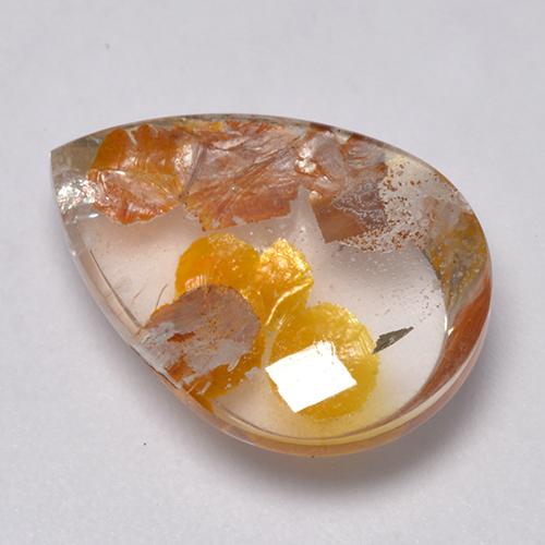Quartz avec marcassite Multicolore naturelle En forme de poire, 7.73 ct, Transparent