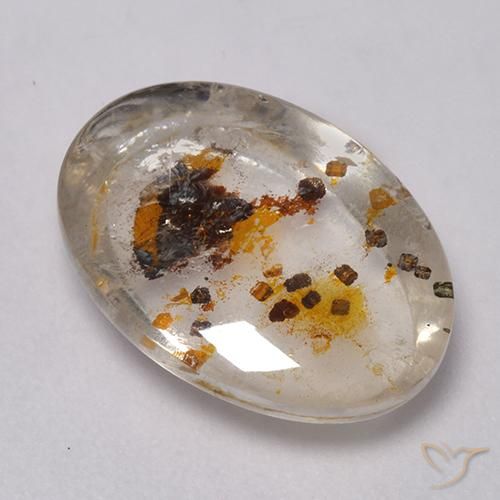 7.34ct Naturel Multicolore Quartz avec marcassite, ovale, Transparent