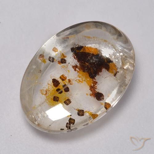 Quartz avec marcassite Multicolore naturelle ovale, 7.34 ct, Transparent