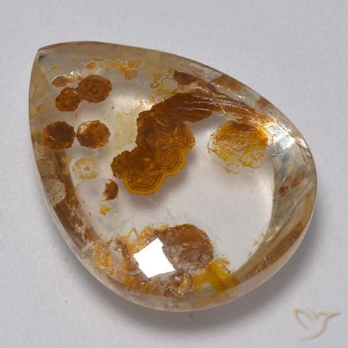 Quartz avec marcassite Multicolore naturelle En forme de poire, 9.82 ct, Transparent