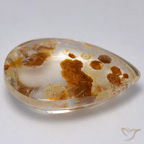 Quartz avec marcassite Multicolore naturelle En forme de poire, 9.82 ct, Transparent