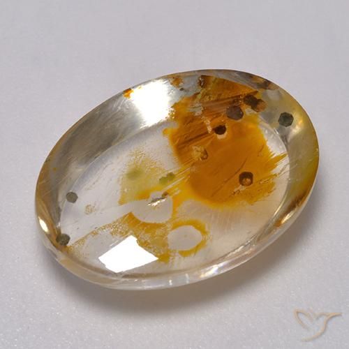 Quartz avec marcassite Multicolore naturelle ovale, 10.11 ct, Transparent