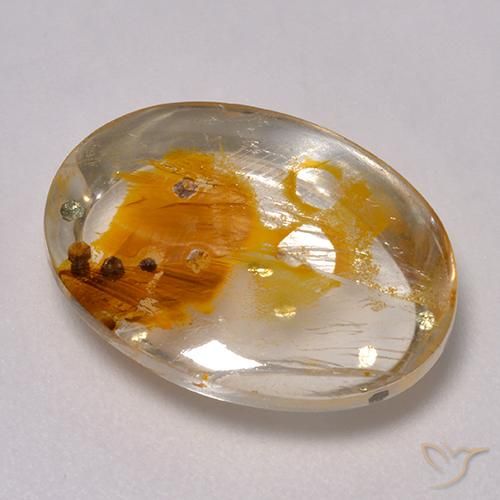 Quartz avec marcassite Multicolore naturelle ovale, 10.11 ct, Transparent