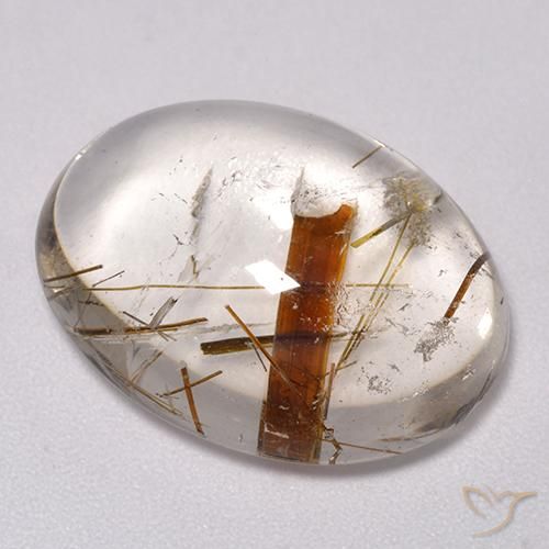 Quartz avec marcassite Multicolore naturelle ovale, 14.43 ct, Transparent