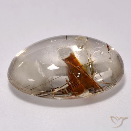 Quartz avec marcassite Multicolore naturelle ovale, 14.43 ct, Transparent