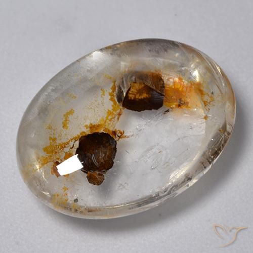 Quartz avec marcassite Multicolore naturelle ovale, 10.98 ct, Transparent