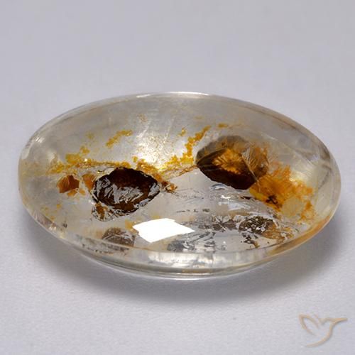Quartz avec marcassite Multicolore naturelle ovale, 10.98 ct, Transparent